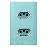 Conjunto Tomada Dupla 10A - Novara Especiais Celeste